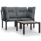vidaXL 3-tlg. Garten-Lounge-Set Schwarz und Grau Poly Rattan vidaXL 3-tlg. Garten-Lounge-Set Schwarz und Grau Poly Rattan