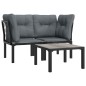 vidaXL 3-tlg. Garten-Lounge-Set Schwarz und Grau Poly Rattan vidaXL 3-tlg. Garten-Lounge-Set Schwarz und Grau Poly Rattan