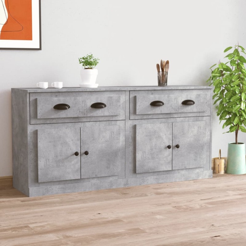 vidaXL Sideboards 2 Stk. Betongrau Holzwerkstoff vidaXL Sideboards 2 Stk. Betongrau Holzwerkstoff