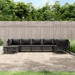 vidaXL 7-tlg. Garten-Lounge-Set mit Kissen Anthrazit Stahl