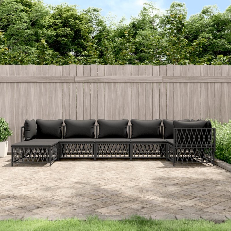vidaXL 7-tlg. Garten-Lounge-Set mit Kissen Anthrazit Stahl vidaXL 7-tlg. Garten-Lounge-Set mit Kissen Anthrazit Stahl