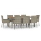 vidaXL 9-tlg. Garten-Essgruppe mit Kissen Grau Poly Rattan vidaXL 9-tlg. Garten-Essgruppe mit Kissen Grau Poly Rattan