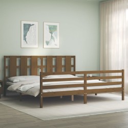 vidaXL Massivholzbett mit Kopfteil Honigbraun 200x200 cm