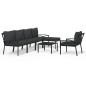 vidaXL 7-tlg. Garten-Lounge-Set mit Grauen Kissen Stahl vidaXL 7-tlg. Garten-Lounge-Set mit Grauen Kissen Stahl