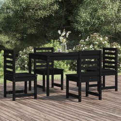 vidaXL 5-tlg. Garten-Essgruppe Schwarz Massivholz Kiefer