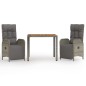 vidaXL 3-tlg. Garten-Essgruppe mit Kissen Grau Poly Rattan vidaXL 3-tlg. Garten-Essgruppe mit Kissen Grau Poly Rattan