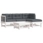 vidaXL 5-tlg. Garten-Lounge-Set mit Kissen Weiß Massivholz vidaXL 5-tlg. Garten-Lounge-Set mit Kissen Weiß Massivholz