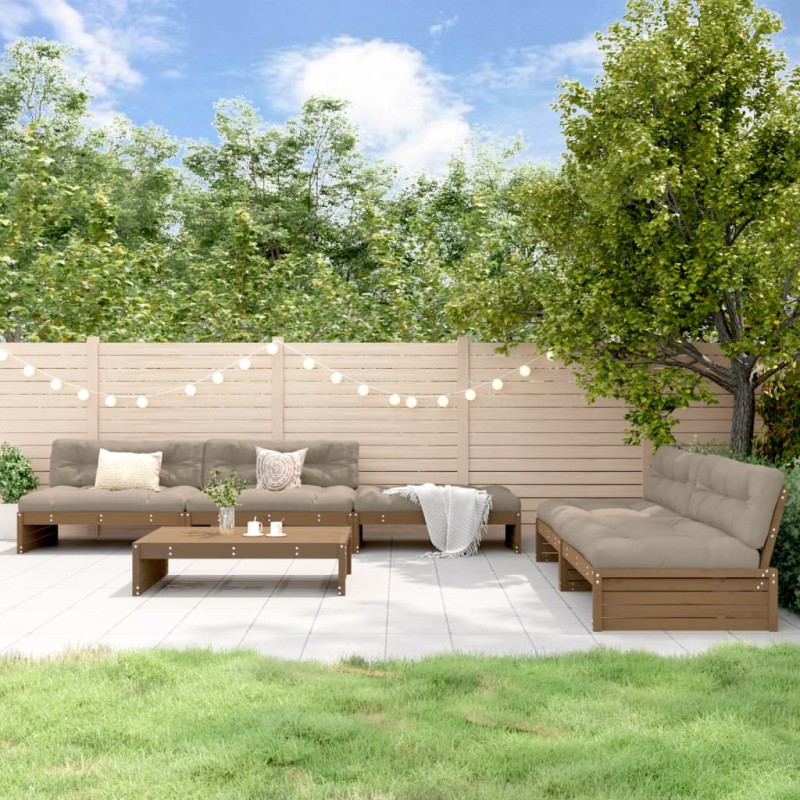 vidaXL 6-tlg. Garten-Lounge-Set mit Kissen Honigbraun Massivholz vidaXL 6-tlg. Garten-Lounge-Set mit Kissen Honigbraun Massivholz