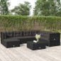 vidaXL 7-tlg. Garten-Lounge-Set mit Kissen Schwarz Poly Rattan vidaXL 7-tlg. Garten-Lounge-Set mit Kissen Schwarz Poly Rattan