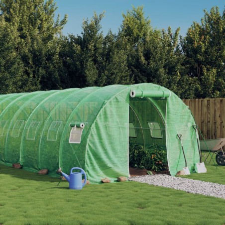 vidaXL Gewächshaus mit Stahlrahmen Grün 18 m² 6x3x2 m