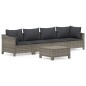 vidaXL 5-tlg. Garten-Lounge-Set mit Kissen Grau Poly Rattan vidaXL 5-tlg. Garten-Lounge-Set mit Kissen Grau Poly Rattan
