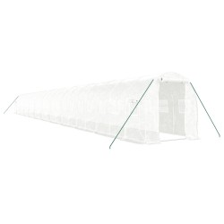 vidaXL Gewächshaus mit Stahlrahmen Weiß 44 m² 22x2x2 m