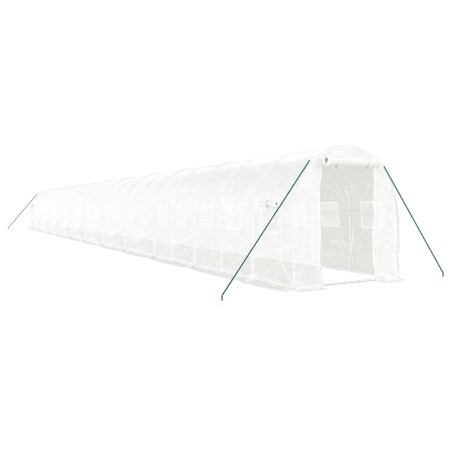 vidaXL Gewächshaus mit Stahlrahmen Weiß 44 m² 22x2x2 m