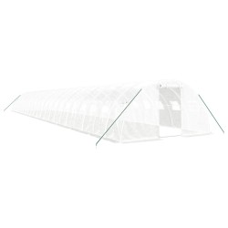 vidaXL Gewächshaus mit Stahlrahmen Weiß 88 m² 22x4x2 m