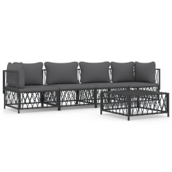 vidaXL 5-tlg. Garten-Lounge-Set mit Kissen Anthrazit Stahl