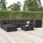 vidaXL 8-tlg. Garten-Lounge-Set mit Kissen Schwarz Poly Rattan