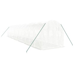 vidaXL Gewächshaus mit Stahlrahmen Weiß 24 m² 12x2x2 m