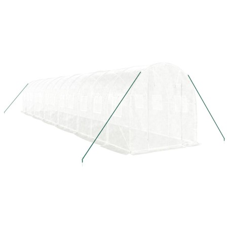 vidaXL Gewächshaus mit Stahlrahmen Weiß 24 m² 12x2x2 m