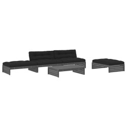 vidaXL 5-tlg. Garten-Lounge-Set mit Kissen Grau Massivholz