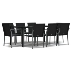 vidaXL 9-tlg. Garten-Essgruppe mit Kissen Poly Rattan und Stahl