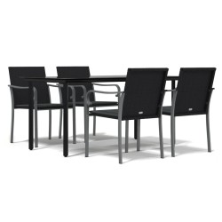 vidaXL 5-tlg. Garten-Essgruppe mit Kissen Poly Rattan und Stahl