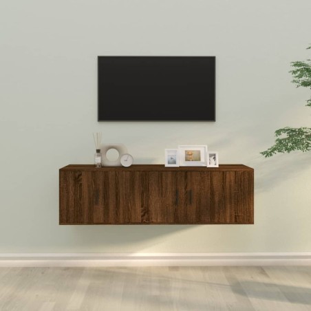 vidaXL 2-tlg. TV-Schrank-Set Braun Eichen-Optik Holzwerkstoff