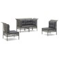 vidaXL 4-tlg. Garten-Lounge-Set mit Kissen Grau Poly Rattan vidaXL 4-tlg. Garten-Lounge-Set mit Kissen Grau Poly Rattan