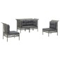 vidaXL 4-tlg. Garten-Lounge-Set mit Kissen Grau Poly Rattan vidaXL 4-tlg. Garten-Lounge-Set mit Kissen Grau Poly Rattan