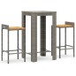 vidaXL 3-tlg. Gartenbar-Set Grau Poly Rattan & Massivholz Akazie vidaXL 3-tlg. Gartenbar-Set Grau Poly Rattan & Massivholz Akazie