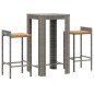 vidaXL 3-tlg. Gartenbar-Set Grau Poly Rattan & Massivholz Akazie vidaXL 3-tlg. Gartenbar-Set Grau Poly Rattan & Massivholz Akazie