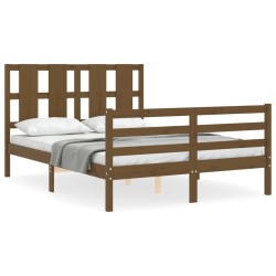 vidaXL Massivholzbett mit Kopfteil Honigbraun 140x200 cm