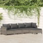 vidaXL 5-tlg. Garten-Lounge-Set mit Kissen Grau Poly Rattan vidaXL 5-tlg. Garten-Lounge-Set mit Kissen Grau Poly Rattan