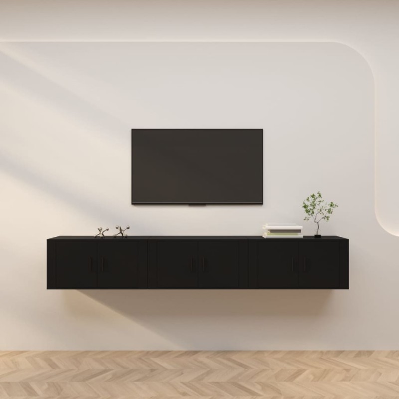 vidaXL TV-Wandschränke 3 Stk. Schwarz 80x34,5x40 cm vidaXL TV-Wandschränke 3 Stk. Schwarz 80x34,5x40 cm