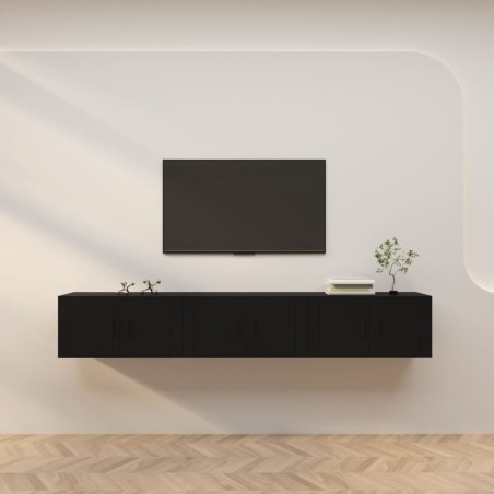 vidaXL TV-Wandschränke 3 Stk. Schwarz 80x34,5x40 cm