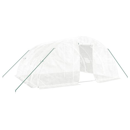 vidaXL Gewächshaus mit Stahlrahmen Weiß 20 m² 5x4x2,3 m