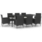 vidaXL 9-tlg. Garten-Essgruppe mit Kissen Schwarz Poly Rattan vidaXL 9-tlg. Garten-Essgruppe mit Kissen Schwarz Poly Rattan