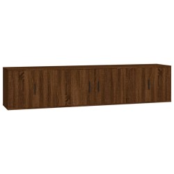 vidaXL 3-tlg. TV-Schrank-Set Braun Eichen-Optik Holzwerkstoff
