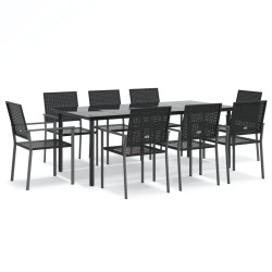 vidaXL 9-tlg. Garten-Essgruppe Poly Rattan und Stahl