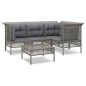 vidaXL 5-tlg. Garten-Lounge-Set mit Kissen Grau Poly Rattan vidaXL 5-tlg. Garten-Lounge-Set mit Kissen Grau Poly Rattan