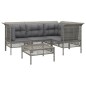 vidaXL 5-tlg. Garten-Lounge-Set mit Kissen Grau Poly Rattan vidaXL 5-tlg. Garten-Lounge-Set mit Kissen Grau Poly Rattan