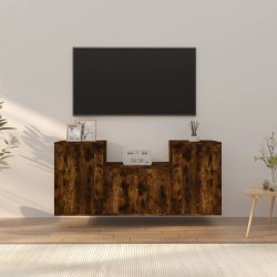 vidaXL 3-tlg. TV-Schrank-Set Räuchereiche Holzwerkstoff