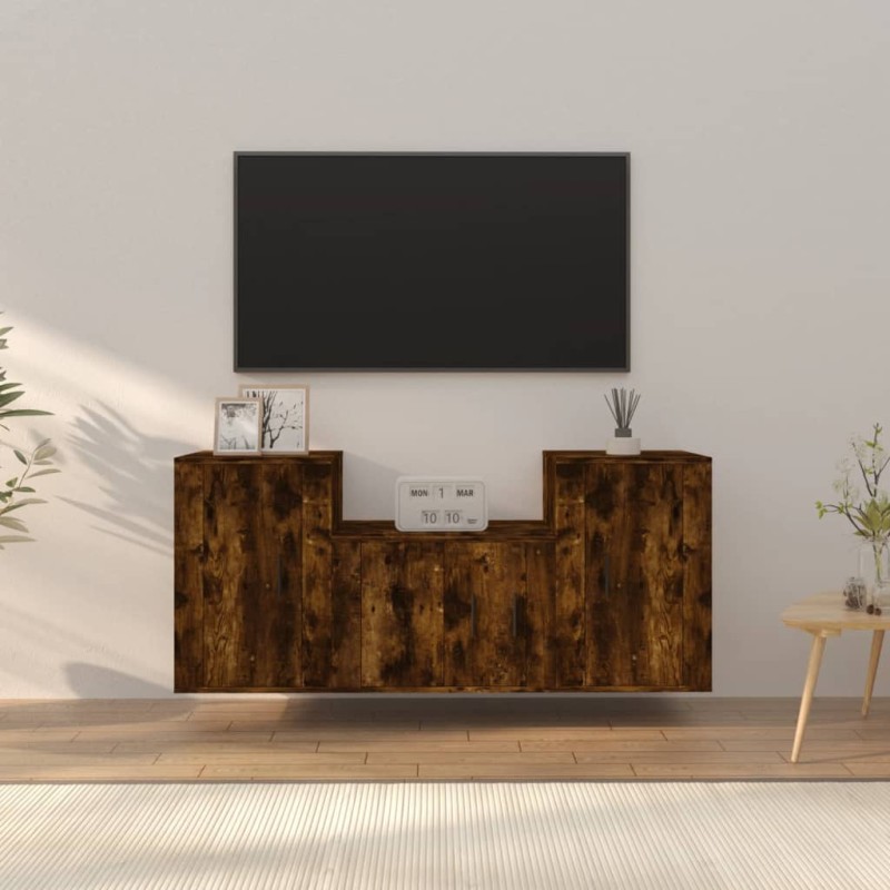 vidaXL 3-tlg. TV-Schrank-Set Räuchereiche Holzwerkstoff vidaXL 3-tlg. TV-Schrank-Set Räuchereiche Holzwerkstoff