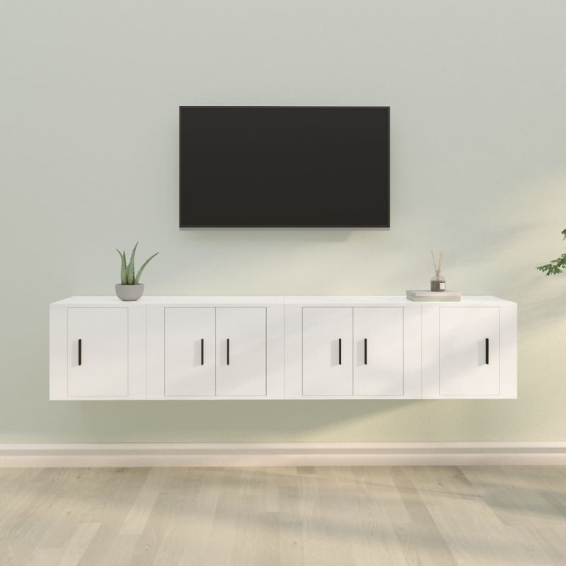vidaXL 4-tlg. TV-Schrank-Set Weiß Holzwerkstoff vidaXL 4-tlg. TV-Schrank-Set Weiß Holzwerkstoff