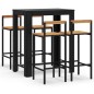 vidaXL 5-tlg. Gartenbar-Set Schwarz Poly Rattan & Massivholz Akazie vidaXL 5-tlg. Gartenbar-Set Schwarz Poly Rattan & Massivholz Akazie