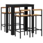 vidaXL 5-tlg. Gartenbar-Set Schwarz Poly Rattan & Massivholz Akazie vidaXL 5-tlg. Gartenbar-Set Schwarz Poly Rattan & Massivholz Akazie
