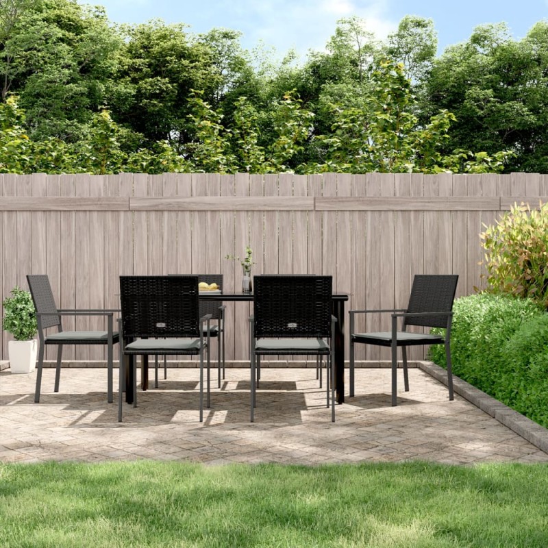 vidaXL 7-tlg. Garten-Essgruppe mit Kissen Poly Rattan und Stahl vidaXL 7-tlg. Garten-Essgruppe mit Kissen Poly Rattan und Stahl
