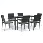 vidaXL 7-tlg. Garten-Essgruppe mit Kissen Poly Rattan und Stahl vidaXL 7-tlg. Garten-Essgruppe mit Kissen Poly Rattan und Stahl