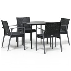 vidaXL 5-tlg. Garten-Essgruppe mit Kissen Poly Rattan und Stahl