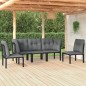vidaXL 5-tlg. Garten-Lounge-Set Schwarz und Grau Poly Rattan vidaXL 5-tlg. Garten-Lounge-Set Schwarz und Grau Poly Rattan