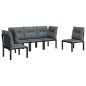 vidaXL 5-tlg. Garten-Lounge-Set Schwarz und Grau Poly Rattan vidaXL 5-tlg. Garten-Lounge-Set Schwarz und Grau Poly Rattan